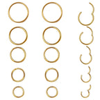 10Pcs 16G Stainless Steel Hinged Lip Ring Nose Hoops Studs Segment Septum Cartilage Tragus Piercing Jewelry for Women Men, 8mm/10mm/12mm/14mm/16mm