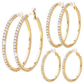 3 Pairs Rhinestone Hoop Clip On Earrings Golden Sparkly Crystal Large Non Pierced Earring Clips Circle Hoops for Women DIY Earrings Making Supplies