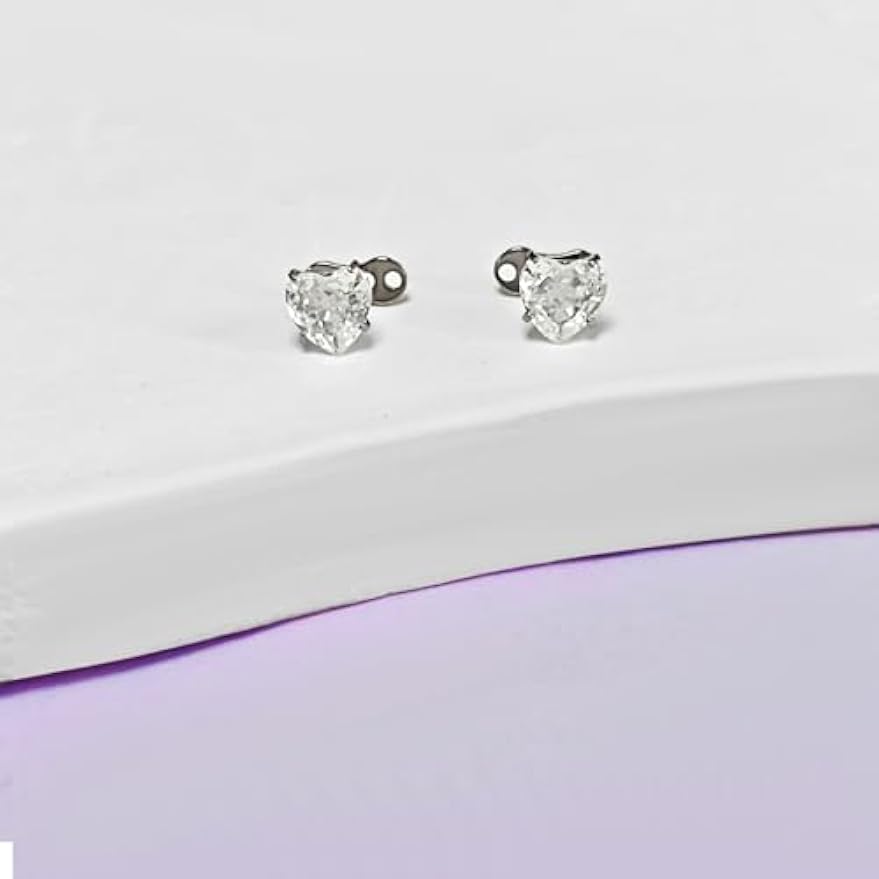 2 PCS 14G Cubic Zirconia Heart Dermal Anchor Tops and Base F136 Titanium CZ Microdermals Surface Skin Piercings Body Piercing Punk Personalized Jewelry for Women Men