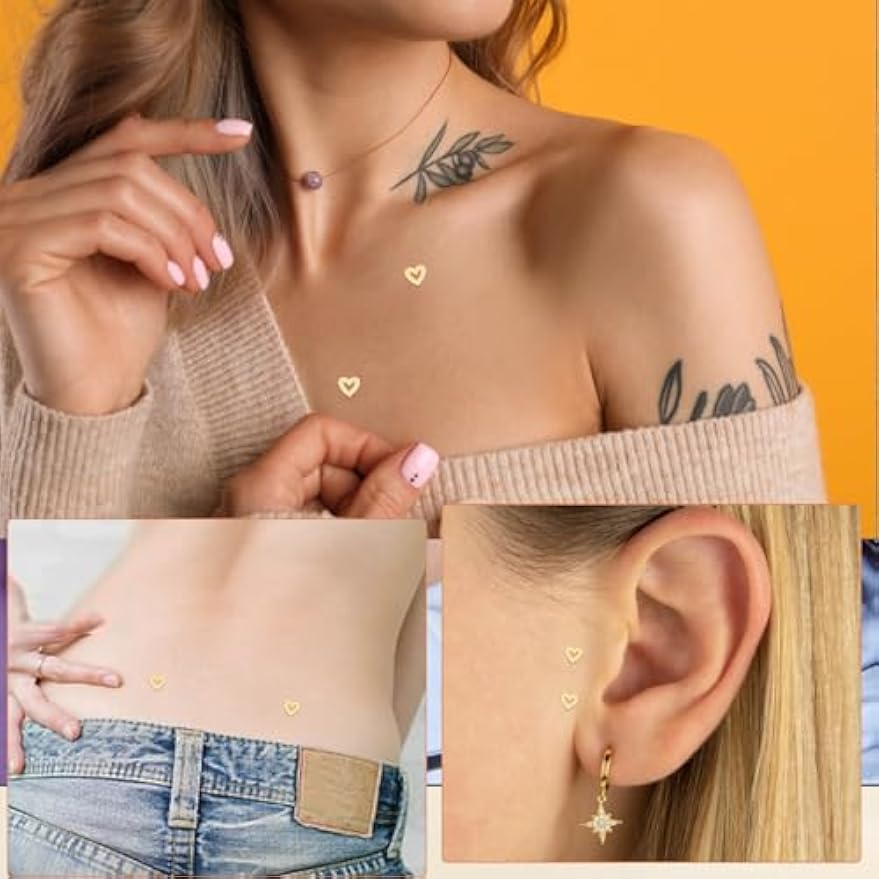 2 PCS 14G Cubic Zirconia Dermal Anchor Tops and Base Surgical Titanium Steel CZ Diamond Microdermals Internally Threaded Studs Body Piercings Jewelry Gift for Women Men,Gold