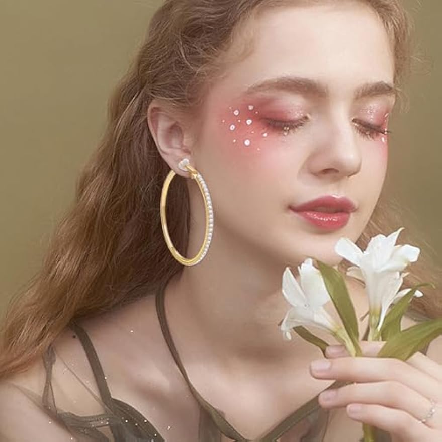 2 Pairs Rhinestone Circle Hoop Earrings, Golden and Silver | Clip On, Non Piercing, Sparkly Crystal, DIY Earrings Making