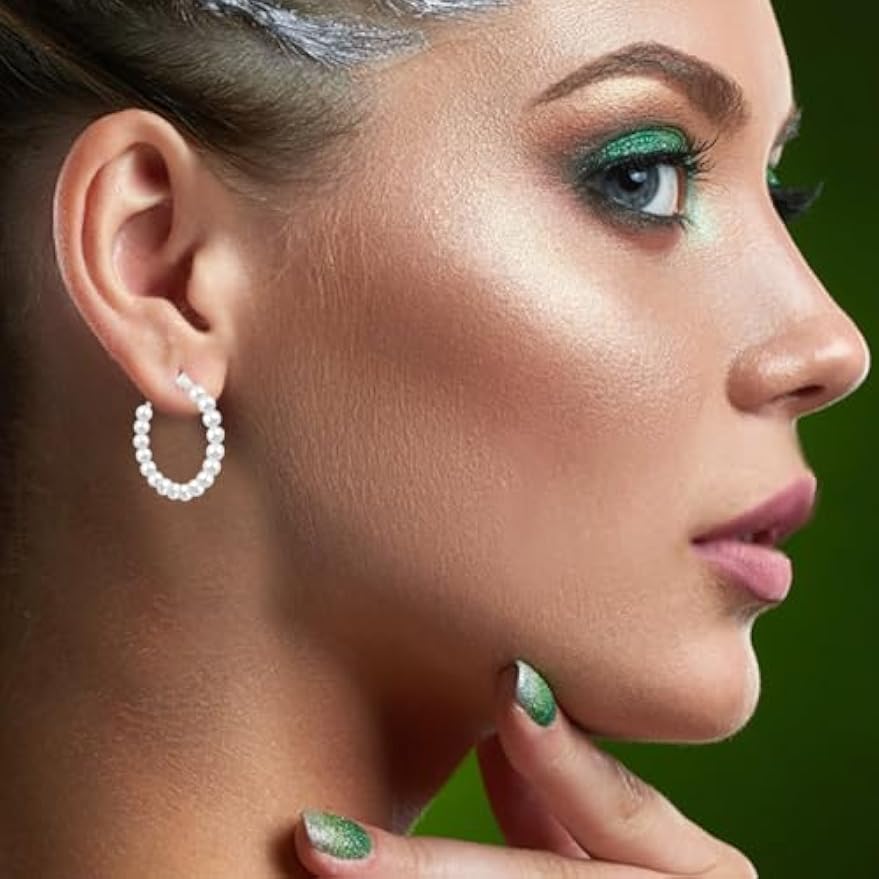3 Pairs Pearl Clip on Hoop Earrings for Women Hypoallergenic Pearl Hoop Earrings Jewelry for Non-Pierced Ears Womens,3 Sizes,Adults