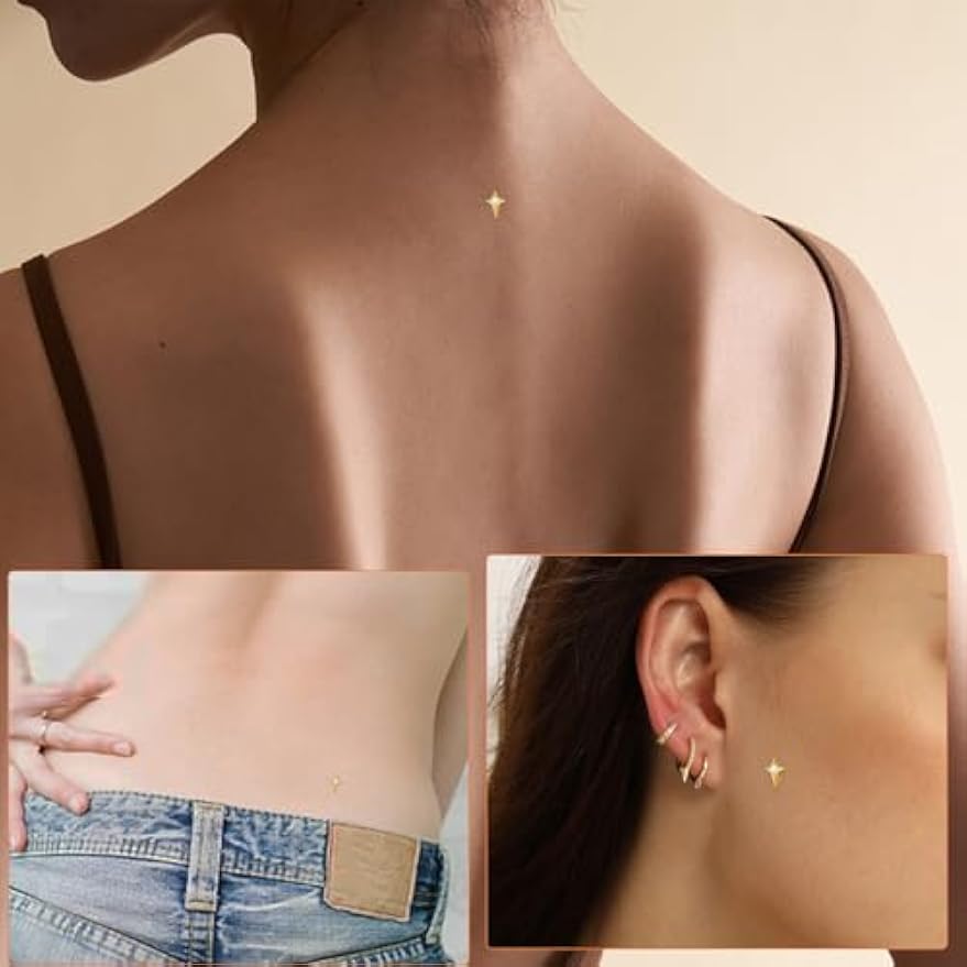 14G Cubic Zirconia Star Dermal Anchor Tops and Base G23 Titanium Crystal Studs Internally Threaded Microdermal Surface Skin Body Piercings Personalized Jewelry for Women
