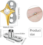 14G Cubic Zirconia Star Dermal Anchor Tops and Base G23 Titanium Crystal Studs Internally Threaded Microdermal Surface Skin Body Piercings Personalized Jewelry for Women
