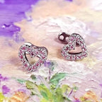 2pcs 14G Cubic Zirconia Dermal Anchor Tops and Base Heart Stainless Steel CZ Microdermals Internally Threaded Studs Body Piercings Jewelry for Women Men