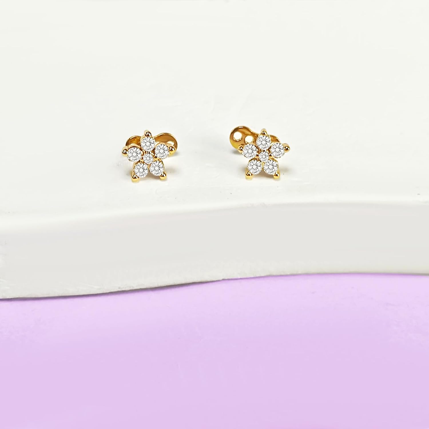 2pcs 14G Flower Cubic Zirconia Dermal Anchor Tops and Base Stainless Steel CZ Diamond Internally Threaded Microdermals Surface Skin Body Piercings Jewelry for Women Men