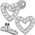 2 PCS 14G Cubic Zirconia Dermal Anchor Tops and Base Surgical Steel CZ Diamond Microdermals Studs Body Piercings Jewelry Gift for Women Men