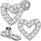 2 PCS 14G Cubic Zirconia Dermal Anchor Tops and Base Surgical Steel CZ Diamond Microdermals Studs Body Piercings Jewelry Gift for Women Men