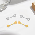 2 Pairs 14G Nipple Rings Minimalist Love Hearts Nipplerings Tongue Rings Stainless Steel Straight Barbells Bridge Piercing Jewelry for Women Men (Gold and Silver)