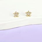 2pcs 14G Stainless Steel CZ Dermal Anchor Tops and Base Star-Shaped Cubic Zirconia Internally Threaded Microdermals Skin Body Piercings Jewelry Gift for Men Women