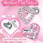 2pcs 14G Cubic Zirconia Dermal Anchor Tops and Base Heart Stainless Steel CZ Microdermals Internally Threaded Studs Body Piercings Jewelry for Women Men