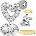 2 PCS 14G Cubic Zirconia Dermal Anchor Tops and Base Surgical Steel CZ Diamond Microdermals Studs Body Piercings Jewelry Gift for Women Men