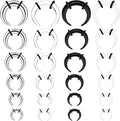 24pcs 14G-4G Acrylic Horseshoe Septum Rings Piercing Jewelry Pincher Tapers Stainless Steel C Shape Buffalo Stretcher Expander with Black O-Rings for Stretching Pierced Nose Ear Cartilage