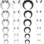 24pcs 14G-4G Acrylic Horseshoe Septum Rings Piercing Jewelry Pincher Tapers Stainless Steel C Shape Buffalo Stretcher Expander with Black O-Rings for Stretching Pierced Nose Ear Cartilage