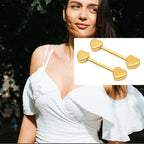 2 Pairs 14G Nipple Rings Minimalist Love Hearts Nipplerings Tongue Rings Stainless Steel Straight Barbells Bridge Piercing Jewelry for Women Men (Gold and Silver)