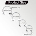 16pcs 16G Horseshoe Rings Surgical Steel Nose Septum Horseshoes Hoop Earring Eyebrow Tragus Smiley Lip Rings Stainless Steel Daith Helix Piercing Jewelry for Women Men, 6/8/10/12 mm