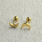 11 Pairs 0.8mm Hypoallergenic Flat Back Earrings Golden Stainles Steel Star Moon Earring Studs Huggie Hoop Cartilage Earrings Set for Earring Stacks Multiple Piercing Jewelry