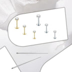 6 Pairs 16G Stainless Steel Labret Internally Threaded Lip Nose Piercing Studs Flat Back Medusa Conch Tragus Cartilage Helix Body Piercing Jewelry Earring Studs for Women Men