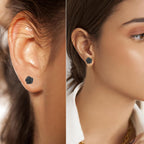 4 Pairs Flat Black Rose Studs Surgical Stainless Steel CZ Stud Small Hoop Cartilage Earring Sets for Women Sensitive Ears Earring Stacks Multiple Piercings