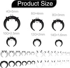 24pcs 14G-4G Acrylic Horseshoe Septum Rings Piercing Jewelry Pincher Tapers Stainless Steel C Shape Buffalo Stretcher Expander with Black O-Rings for Stretching Pierced Nose Ear Cartilage