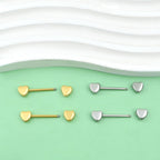 2 Pairs 14G Nipple Rings Minimalist Love Hearts Nipplerings Tongue Rings Stainless Steel Straight Barbells Bridge Piercing Jewelry for Women Men (Gold and Silver)