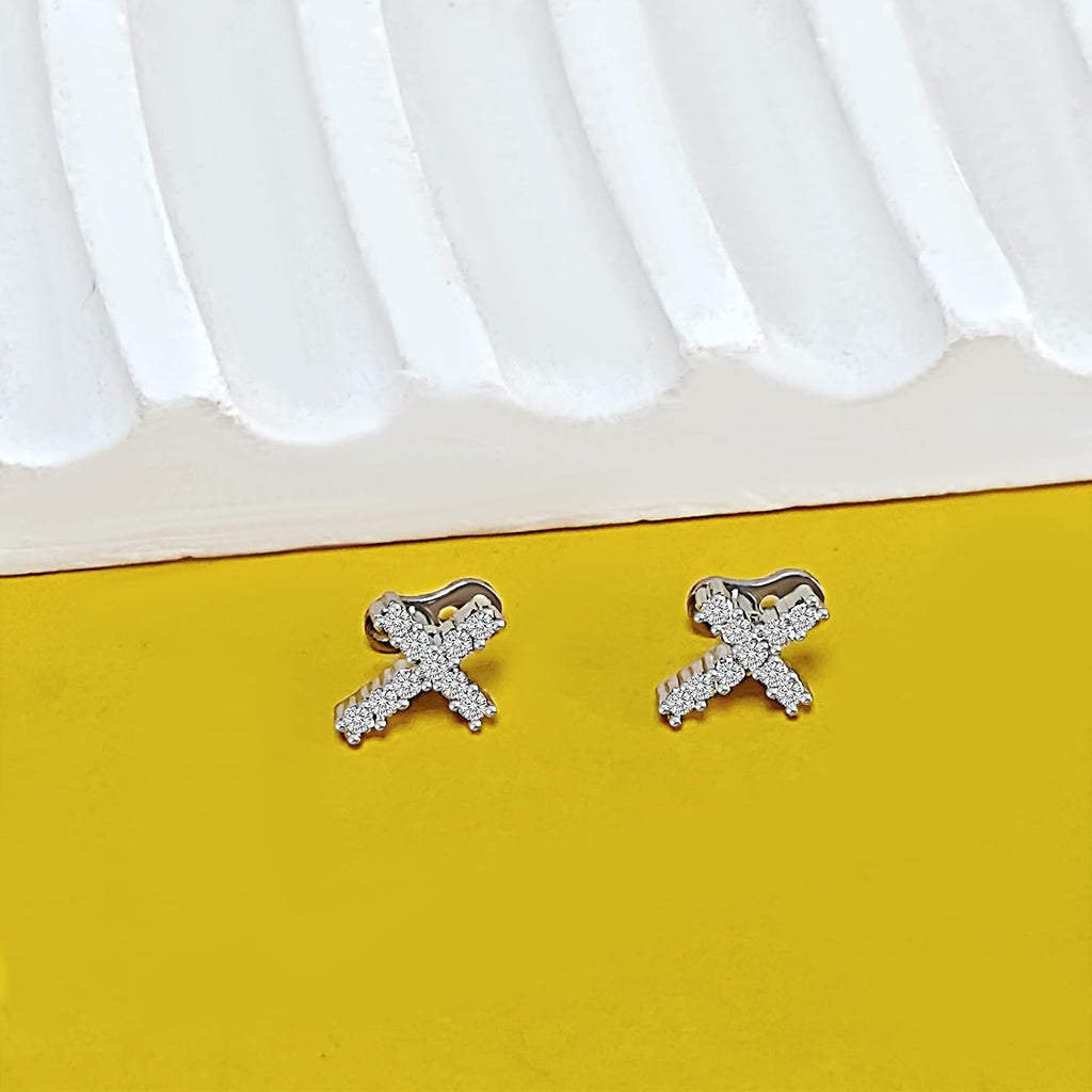 2pcs 14G Cross Dermal Anchor Tops and Base Stainless Steel Cubic Zirconia Internally Threaded Microdermals Body Piercings Crucifix Studs Skin Body Piercings Jewelry for Women Men
