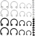 16pcs 16G Horseshoe Rings Surgical Steel Nose Septum Horseshoes Hoop Earring Eyebrow Tragus Smiley Lip Rings Stainless Steel Daith Helix Piercing Jewelry for Women Men, 6/8/10/12 mm