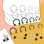 16pcs 16G Horseshoe Rings Surgical Steel Nose Septum Horseshoes Hoop Earring Eyebrow Tragus Smiley Lip Rings Stainless Steel Daith Helix Piercing Jewelry for Women Men, 6/8/10/12 mm