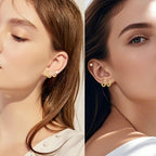 11 Pairs 0.8mm Hypoallergenic Flat Back Earrings Golden Stainles Steel Star Moon Earring Studs Huggie Hoop Cartilage Earrings Set for Earring Stacks Multiple Piercing Jewelry