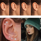 6 Pairs 16G Stainless Steel Labret Internally Threaded Lip Nose Piercing Studs Flat Back Medusa Conch Tragus Cartilage Helix Body Piercing Jewelry Earring Studs for Women Men