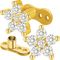 2pcs 14G Flower Cubic Zirconia Dermal Anchor Tops and Base Stainless Steel CZ Diamond Internally Threaded Microdermals Surface Skin Body Piercings Jewelry for Women Men