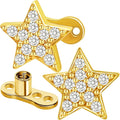 2pcs 14G Stainless Steel CZ Dermal Anchor Tops and Base Star-Shaped Cubic Zirconia Internally Threaded Microdermals Skin Body Piercings Jewelry Gift for Men Women
