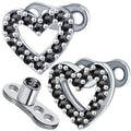 2 PCS 14G Cubic Zirconia Dermal Anchor Tops and Base Surgical Titanium Steel CZ Diamond Microdermals Internally Threaded Studs Body Piercings Jewelry Gift for Women Men,Black